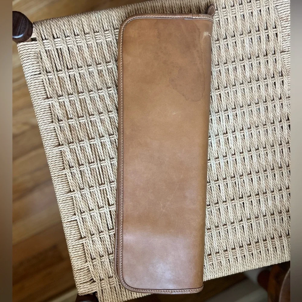 Vintage Gurkha Leather Tie Case Ascot Travel Organizer Tan Zip Necktie Holder